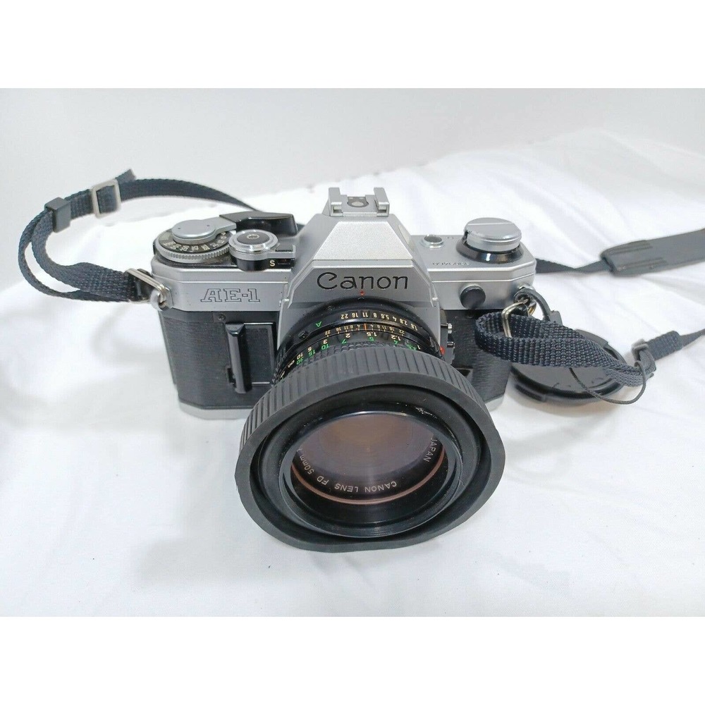 Canon AE-1 35mm SLR Film Camera w/ Semi Rigid Leather Case Tested + EXTRAS Read